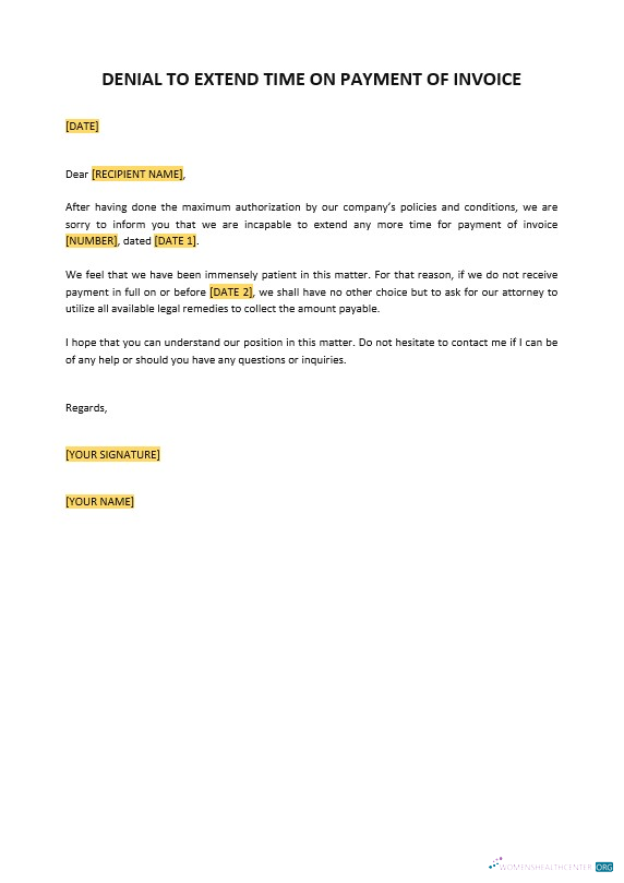 Качественный Скачать Denial к Extend Time On Payment Invoice Шаблон Photoshop Шаблон