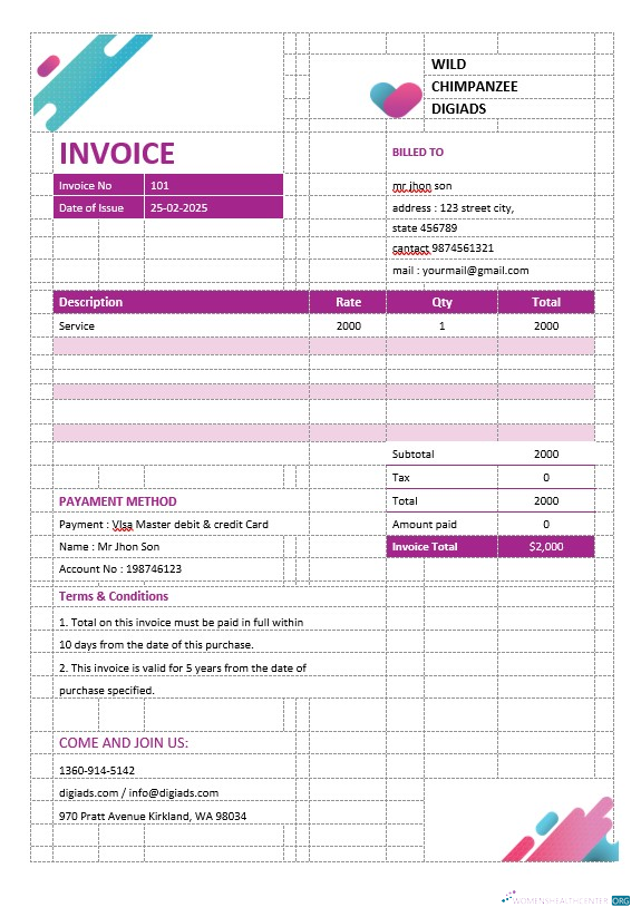 Качественный Скачать Digital Advertising Agency Invoice Шаблон Photoshop Шаблон