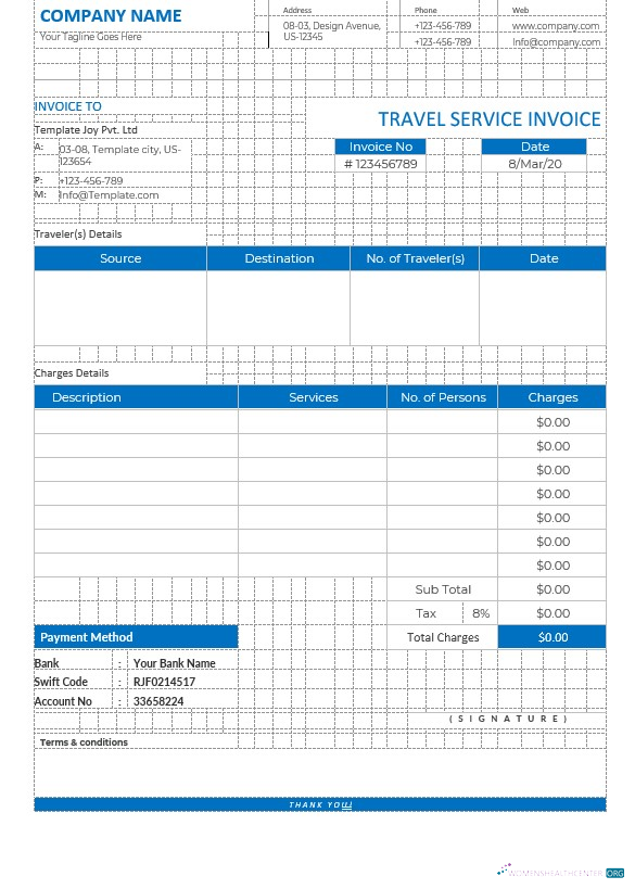 Реалистичный Скачать Editable Туристический Служба Invoice Шаблон Photoshop Шаблон