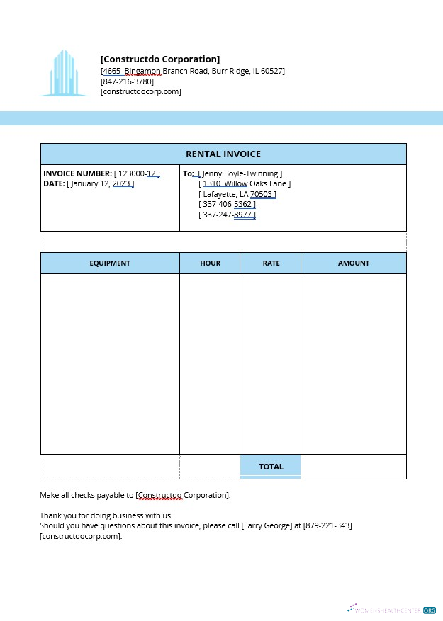 Профессиональный Скачать Equipment Rental Invoice Шаблон Photoshop Шаблон