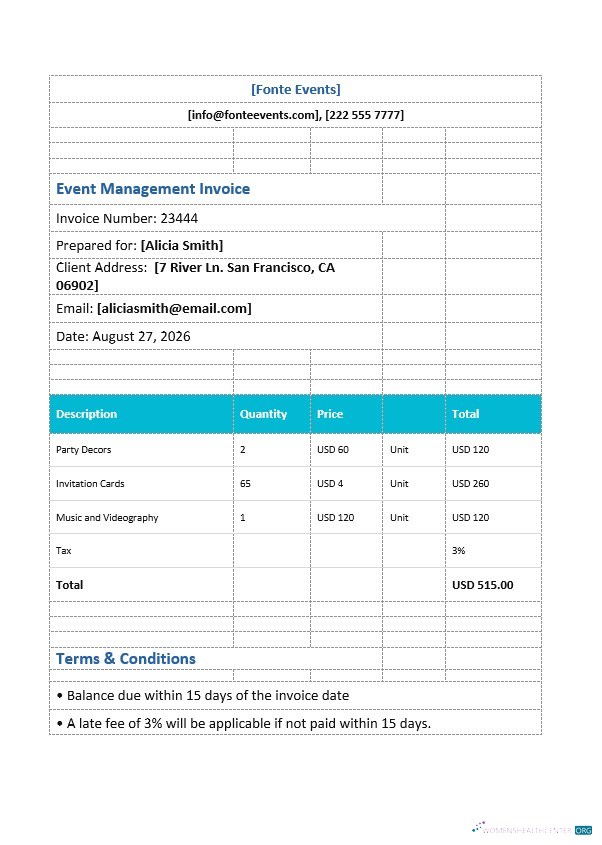 Качественный Скачать Event Management Invoice Шаблон Photoshop Шаблон