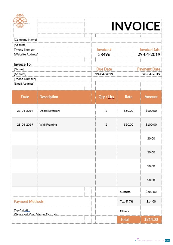 Редактируемый Скачать Exterior Design Invoice Шаблон Photoshop Шаблон