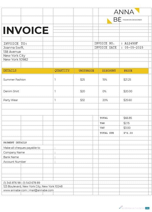 Премиум Скачать Fashion Designer Invoice Шаблон Photoshop Шаблон