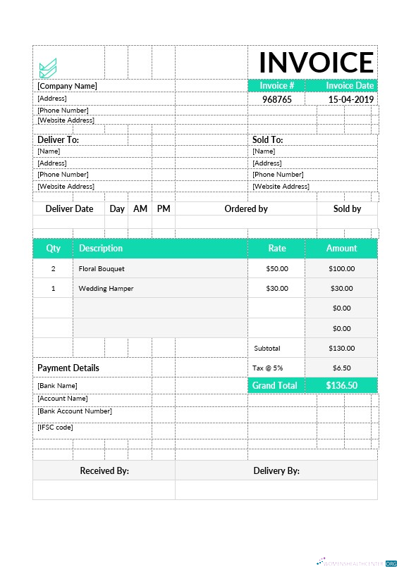 Реалистичный Скачать Flower Shop Invoice Шаблон Photoshop Шаблон