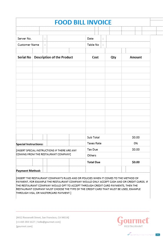 Премиум Скачать Food Bill Invoice Шаблон Photoshop Шаблон