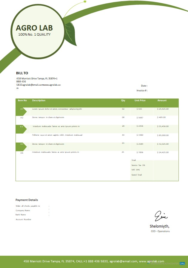 Профессиональный Скачать Free Agriculture Invoice Шаблон Photoshop Шаблон