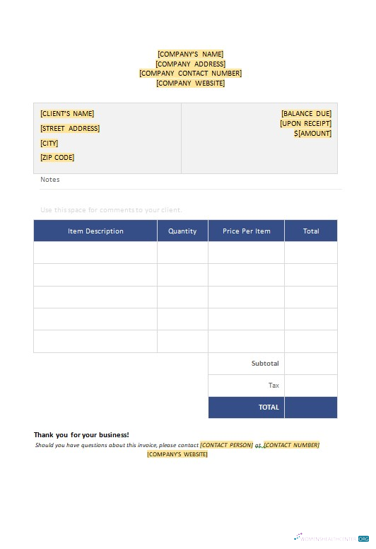 Редактируемый Скачать Free Blank Invoice Шаблон Photoshop Шаблон