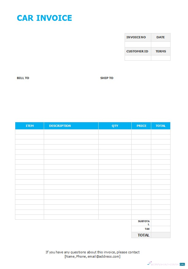 Профессиональный Скачать Free Car Invoice Шаблон Photoshop Шаблон