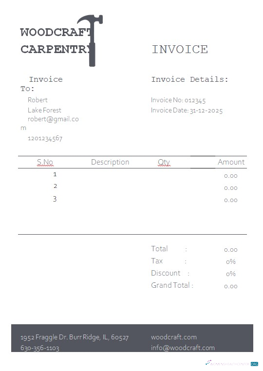 Реалистичный Скачать Free Carpentry Invoice Шаблон Photoshop Шаблон