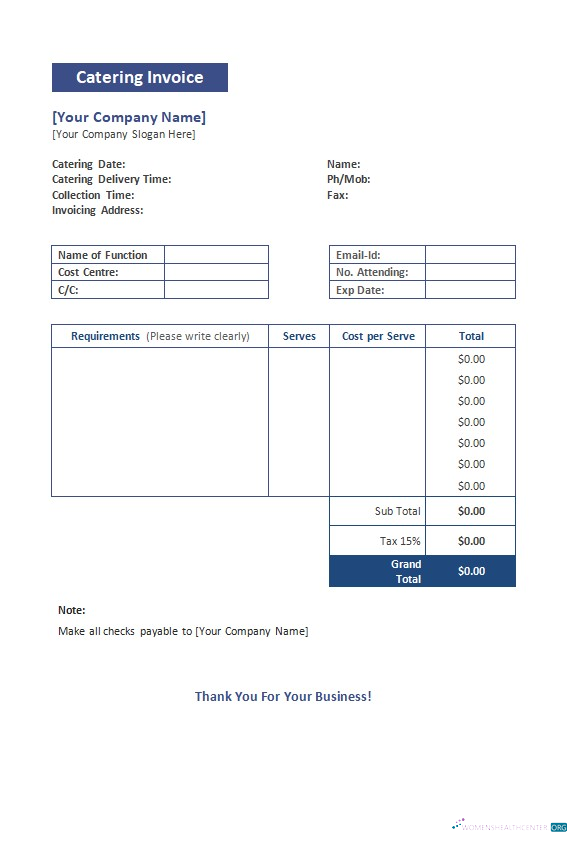 Профессиональный Скачать Free Catering Invoice Шаблон 2 Photoshop Шаблон