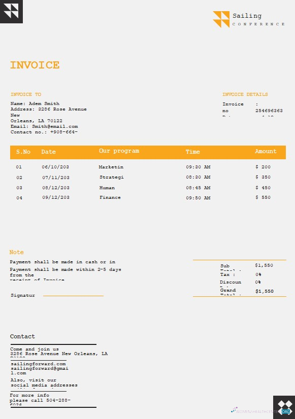 Профессиональный Скачать Free Conference Invoice Шаблон Photoshop Шаблон