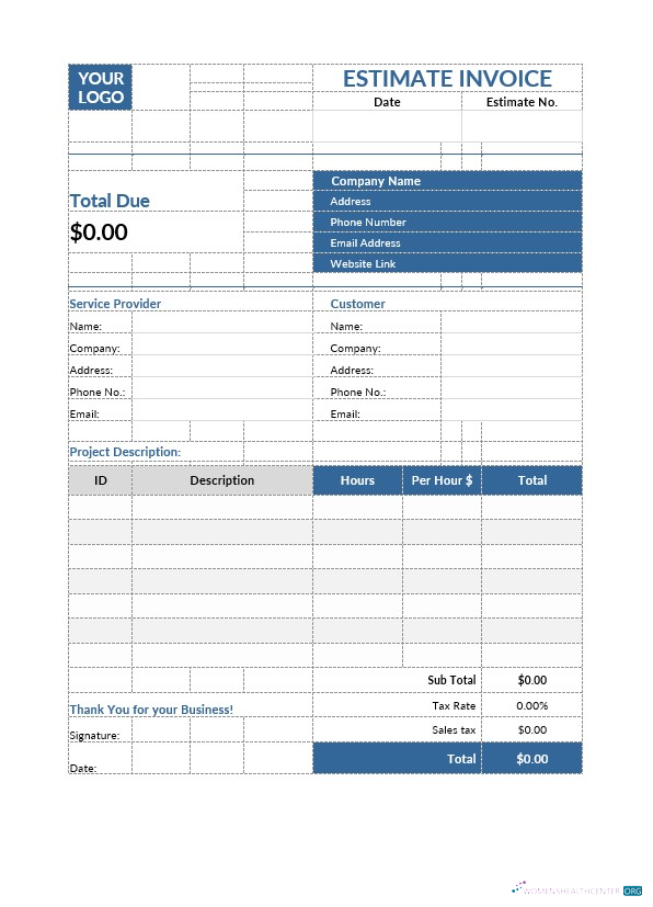Профессиональный Скачать Free Estimate Invoice Шаблон Photoshop Шаблон