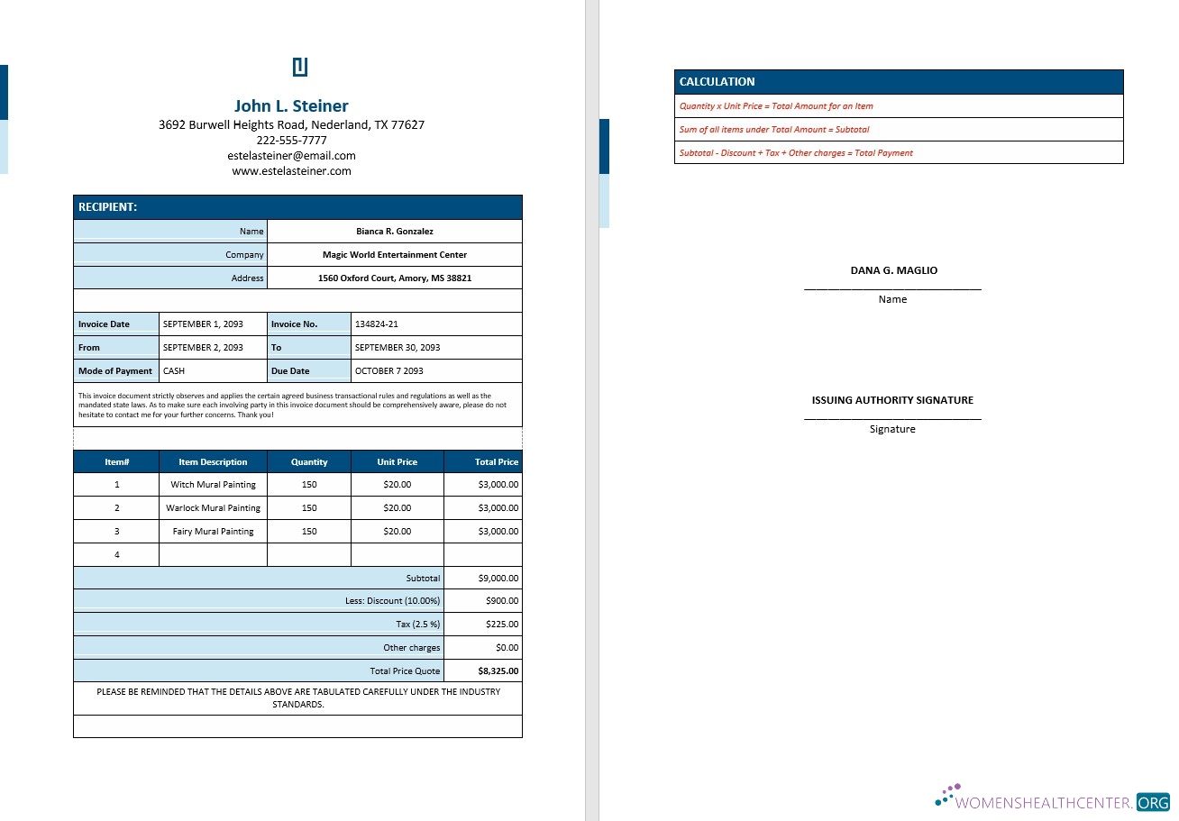 Редактируемый Скачать Free Freelance Artist Invoice Photoshop Шаблон