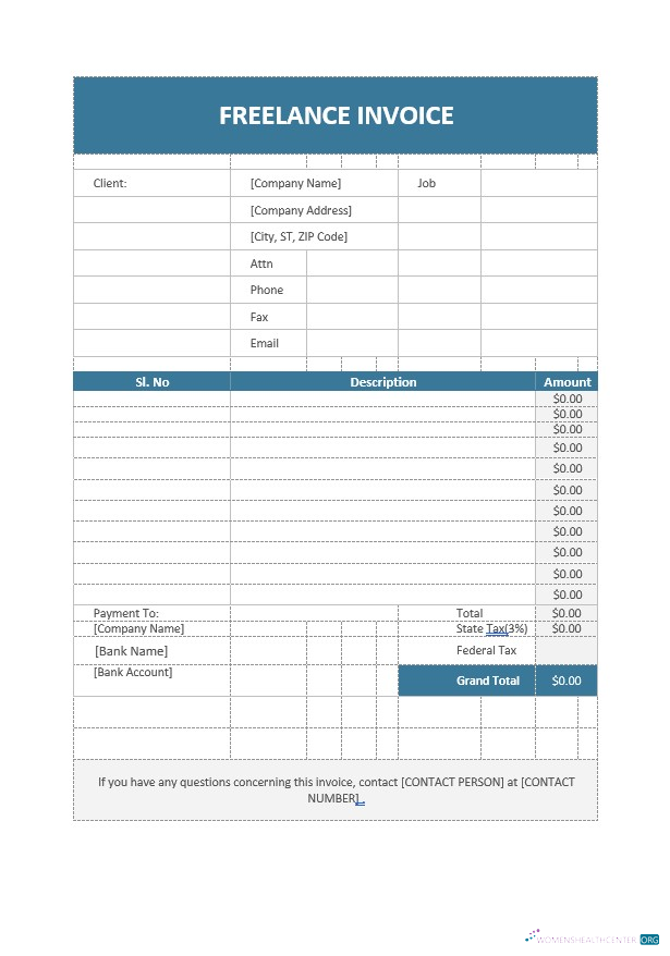 Редактируемый Скачать Free Freelance Invoice Photoshop Шаблон