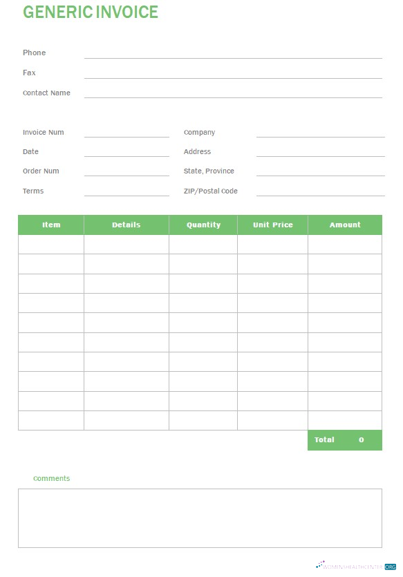 Редактируемый Скачать Free Generic Invoice Photoshop Шаблон