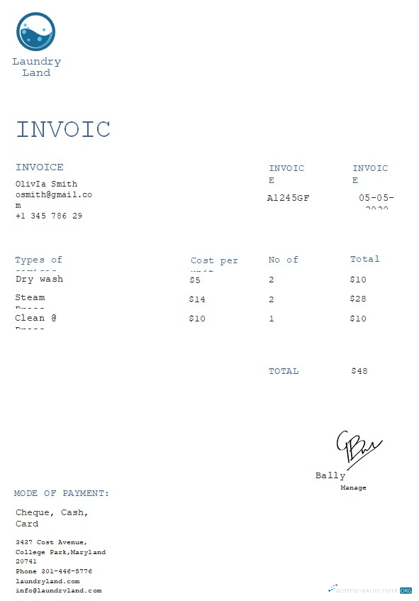 Премиум Скачать Free Laundry Invoice Шаблон Photoshop Шаблон