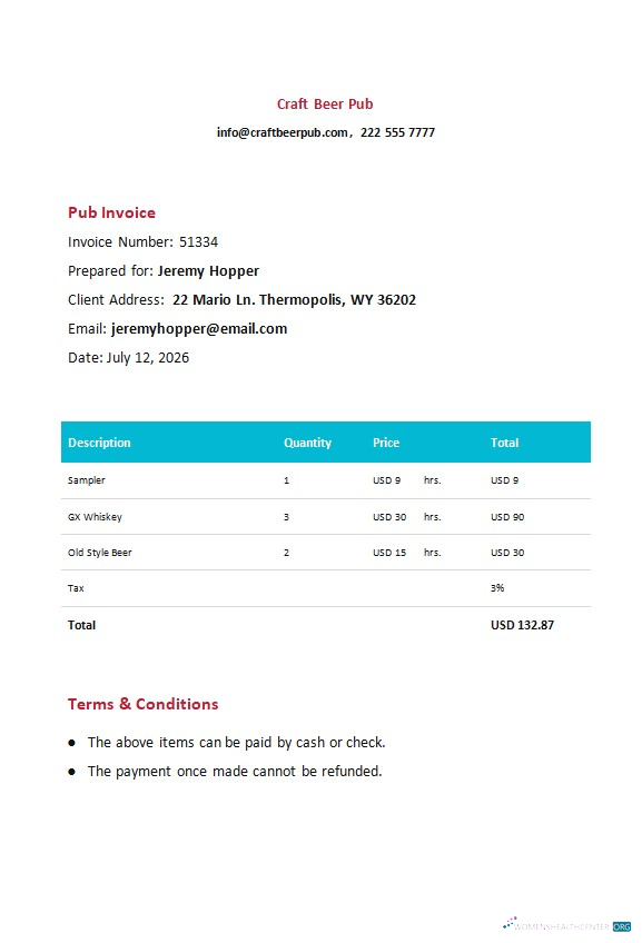 Реалистичный Скачать Free Pub Invoice Шаблон Photoshop Шаблон