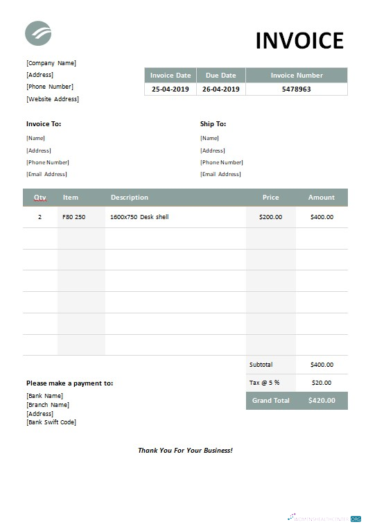 Редактируемый Скачать Furniture Invoice Шаблон Photoshop Шаблон
