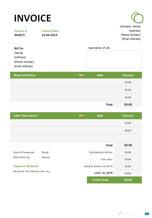 Редактируемый Скачать Garage Invoice Шаблон Photoshop Шаблон