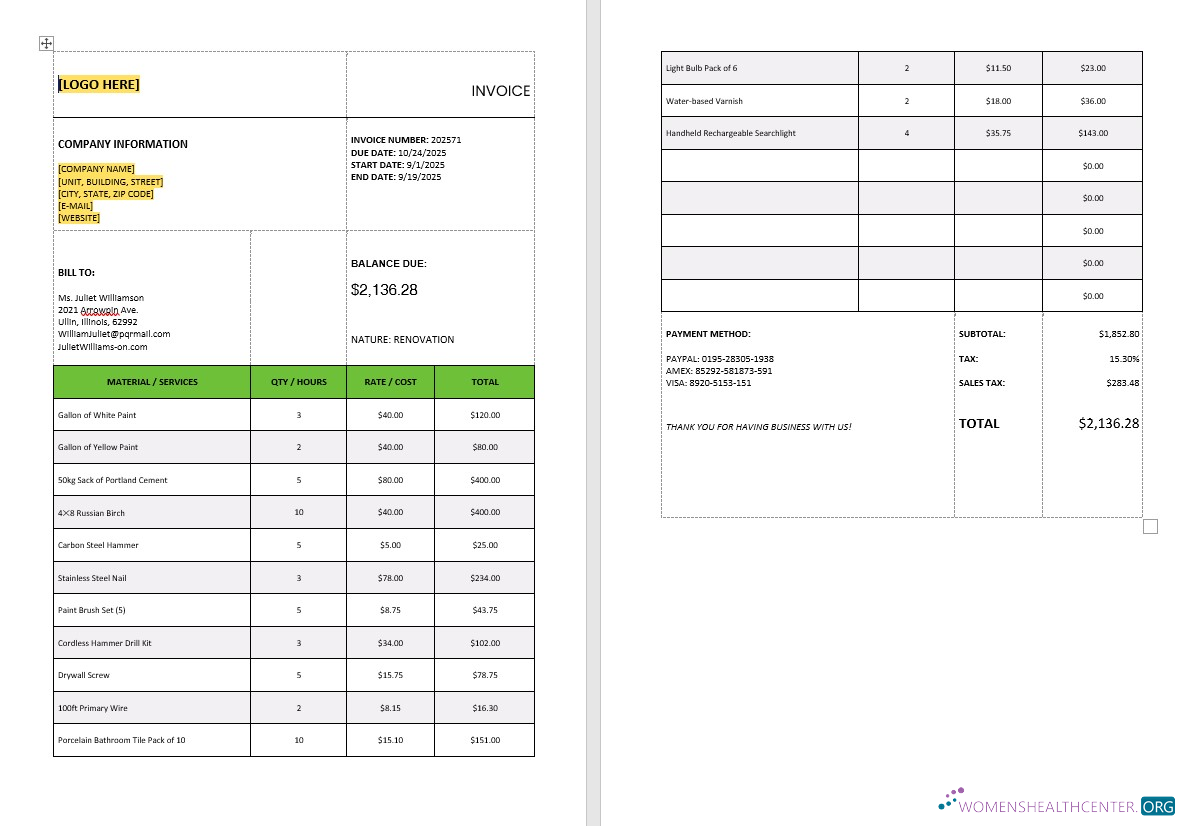 Редактируемый Скачать General Tax Calculation Invoice Шаблон Photoshop Шаблон