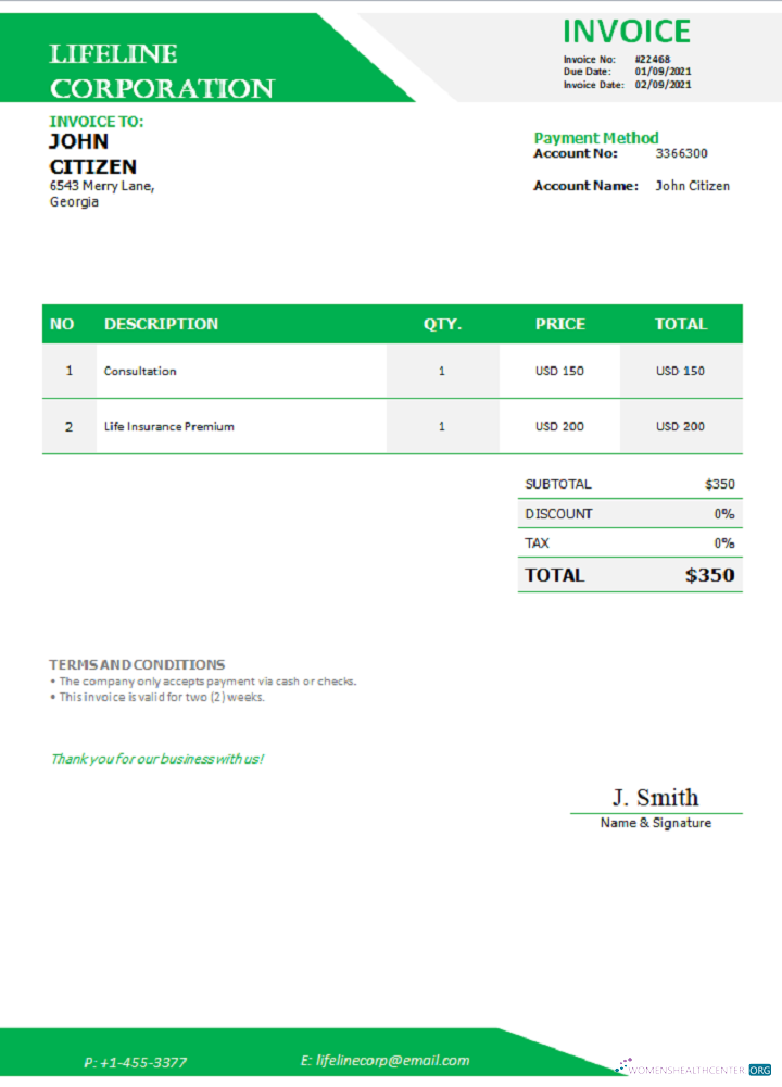 Редактируемый Скачать Грузия Lifeline Корпорация Invoice Photoshop Шаблон