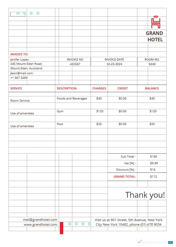 Премиум Скачать Гранд Hotel Invoice Шаблон Photoshop Шаблон