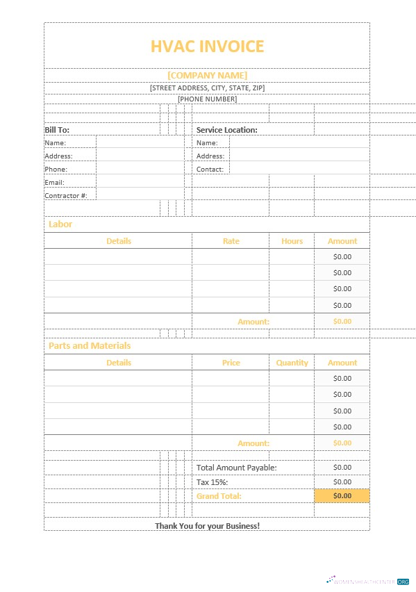 Реалистичный Скачать HVAC Invoice Шаблон Photoshop Шаблон