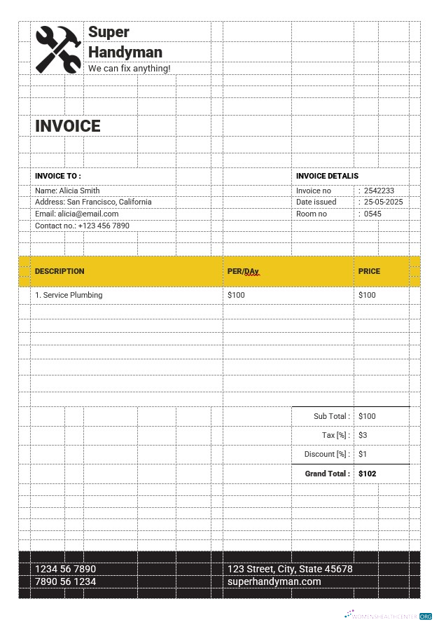Премиум Скачать Handyman Services Invoice Шаблон Photoshop Шаблон