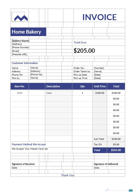 Премиум Скачать Home Bakery Invoice Шаблон Photoshop Шаблон