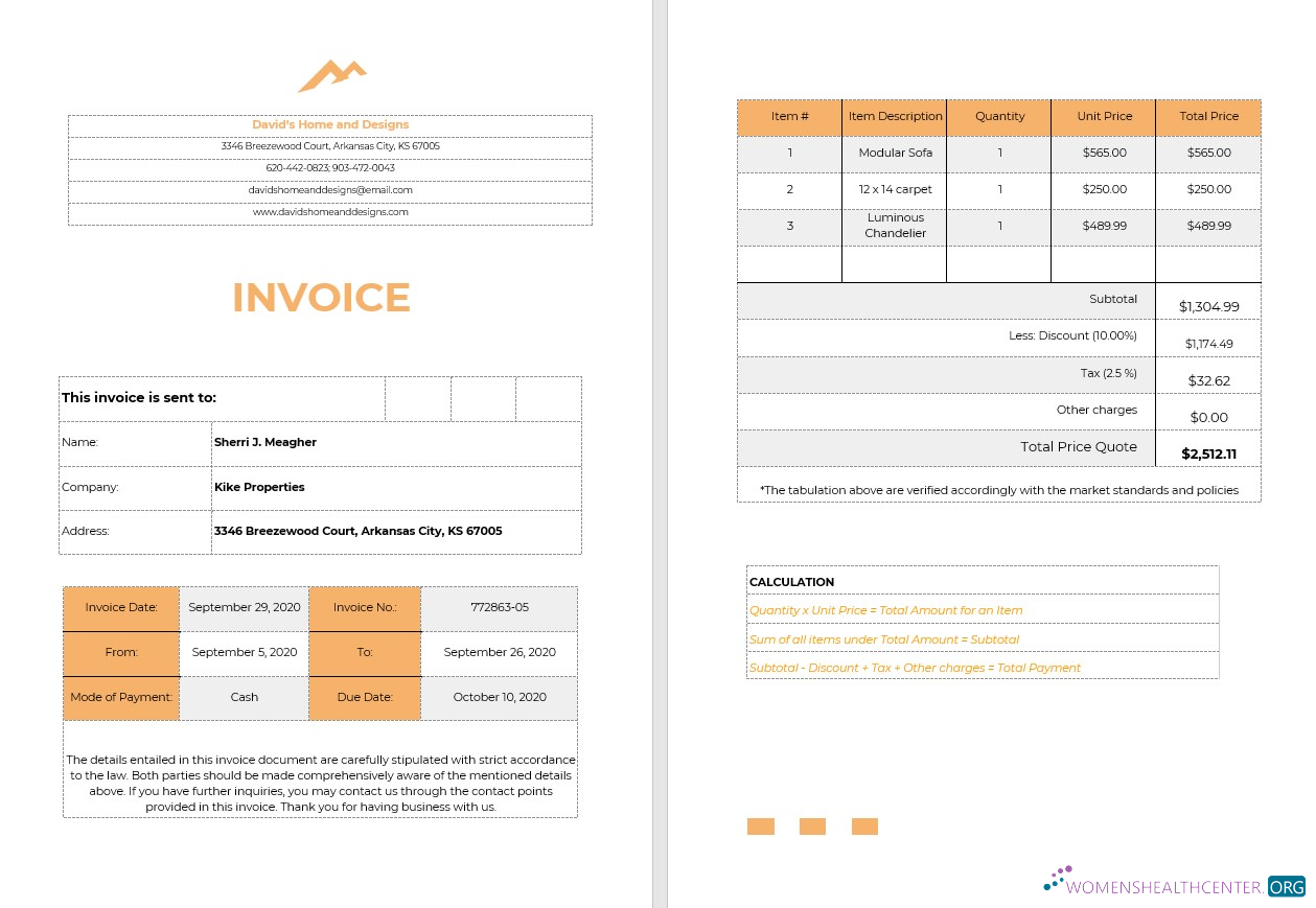 Профессиональный Скачать Home Staging Invoice Шаблон Photoshop Шаблон