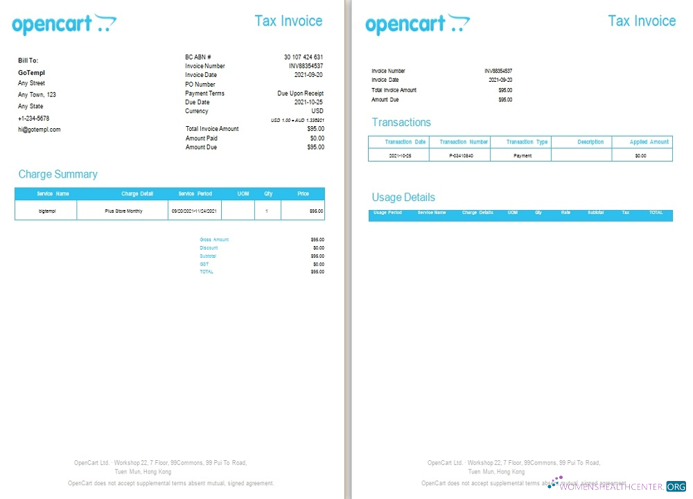 Редактируемый Скачать Hong Kong OpenCart Tax Invoice Photoshop Шаблон