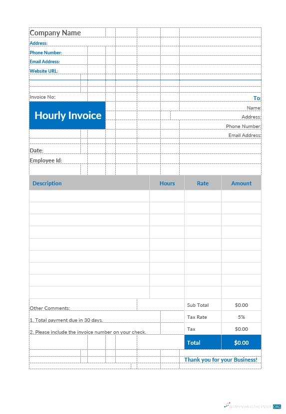 Профессиональный Скачать Hourly Invoice Шаблон Photoshop Шаблон