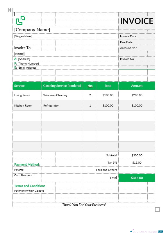 Качественный Скачать House Cleaning Служба Invoice Шаблон Photoshop Шаблон