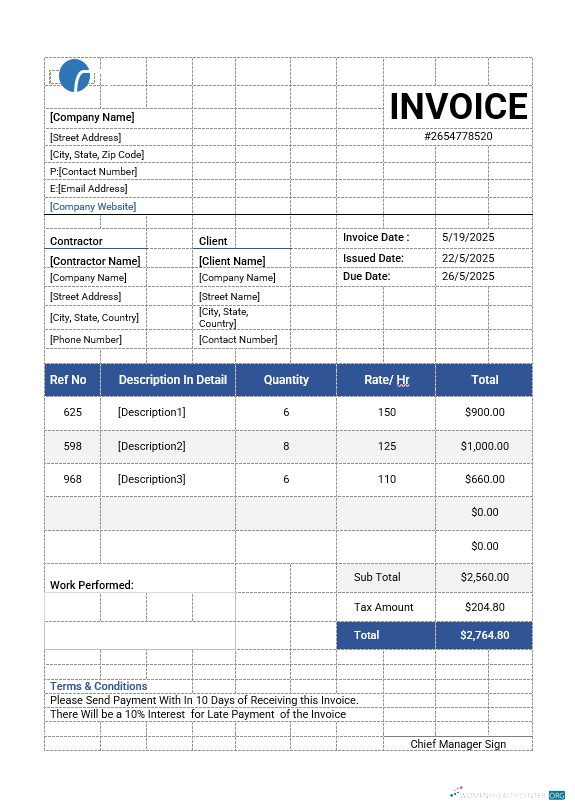 Редактируемый Скачать Independent Contractor Invoice Шаблон Photoshop Шаблон