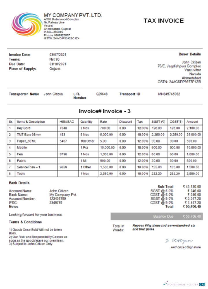 Премиум Скачать Индия My Компания Pvt ООО Invoice Photoshop Шаблон