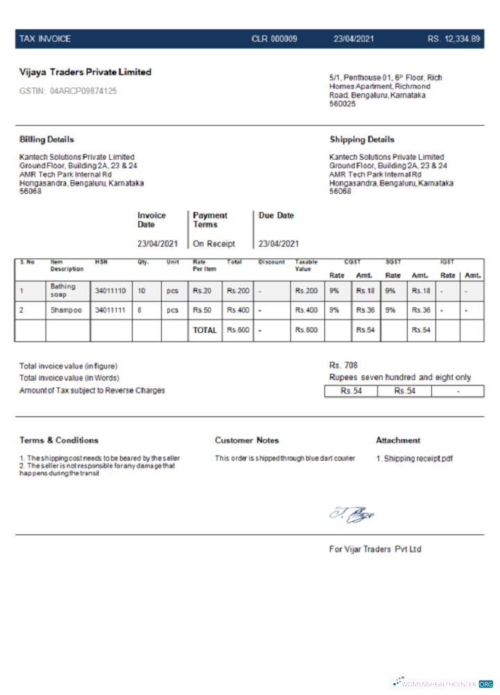 Премиум Скачать Индия Vijaya Traders Частный ООО Компания Invoice Photoshop Шаблон