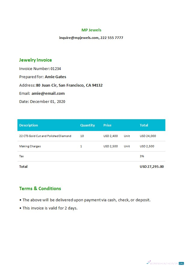Реалистичный Скачать Jewelry Invoice Шаблон Photoshop Шаблон