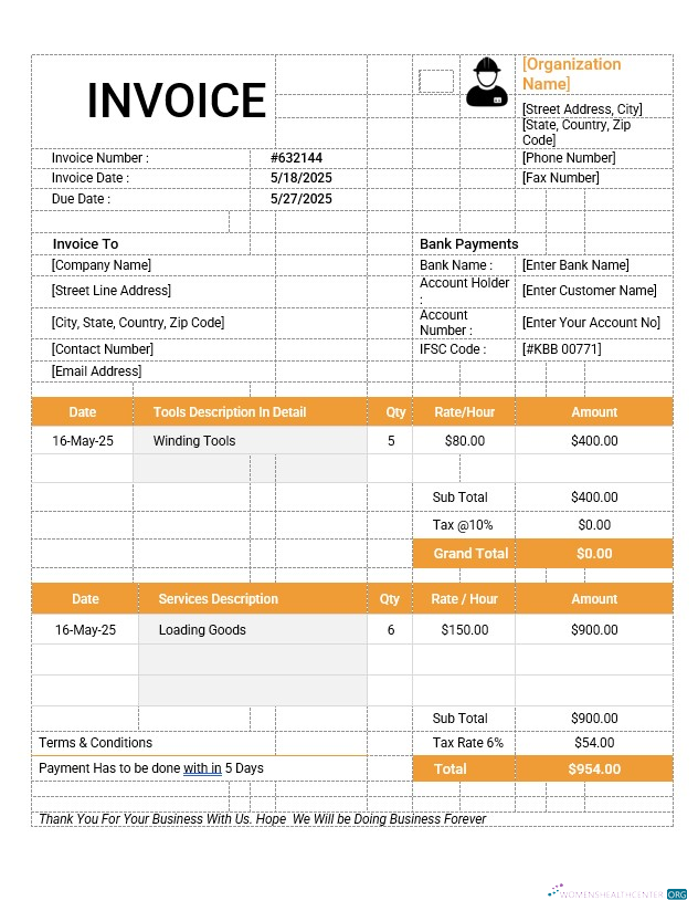 Премиум Скачать Labour Invoice Шаблон Photoshop Шаблон