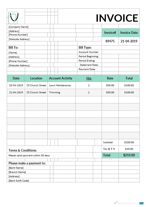Качественный Скачать Landscaping Invoice Шаблон Photoshop Шаблон