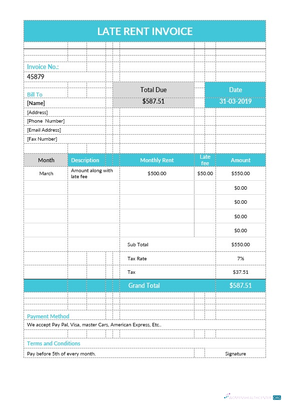 Профессиональный Скачать Late Rent Invoice Шаблон Photoshop Шаблон