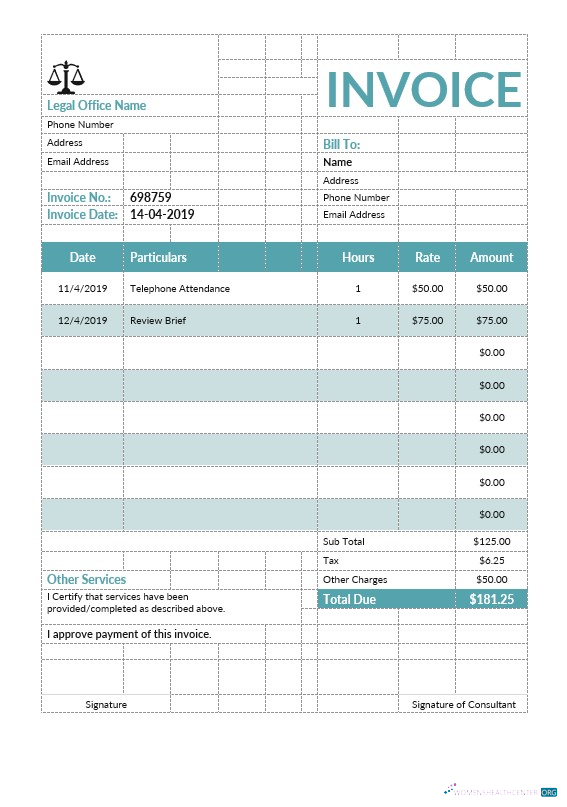 Реалистичный Скачать Legal Consulting Invoice Шаблон Photoshop Шаблон