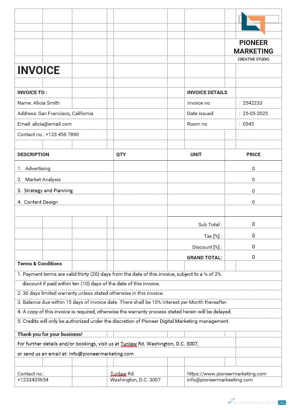 Премиум Скачать Marketing Agency Invoice Шаблон Photoshop Шаблон