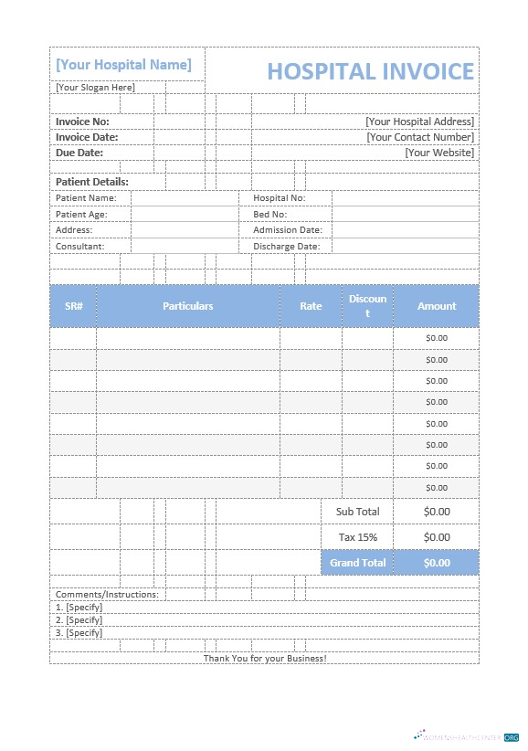Реалистичный Скачать Medical Invoice. Photoshop Шаблон