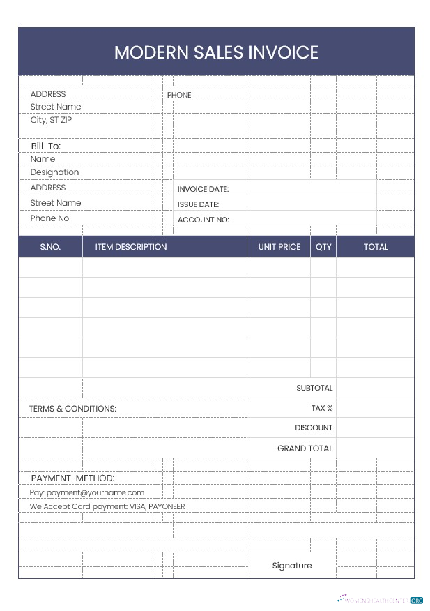 Премиум Скачать Modern Sales Invoice Шаблон Photoshop Шаблон
