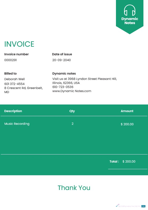 Редактируемый Скачать Music Production Invoice Шаблон Photoshop Шаблон