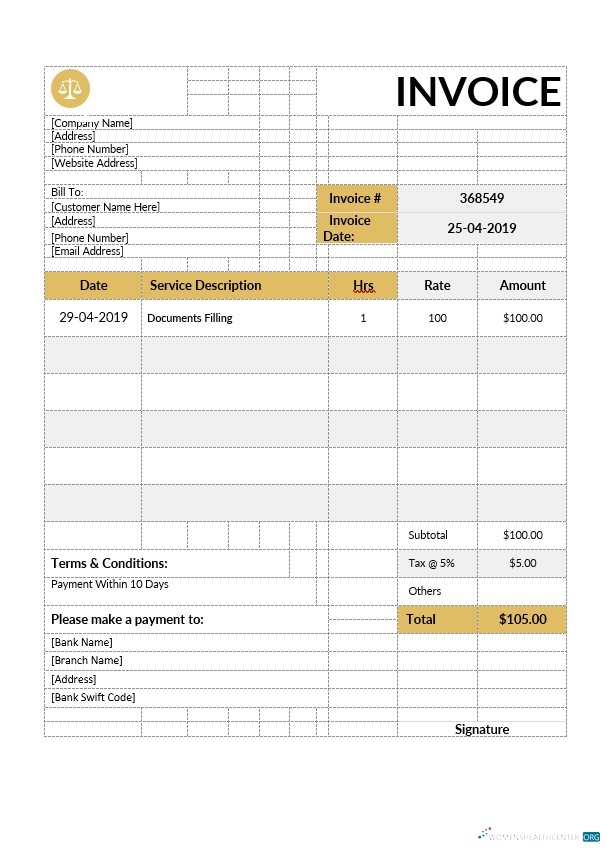 Качественный Скачать Notary Invoice Шаблон Photoshop Шаблон