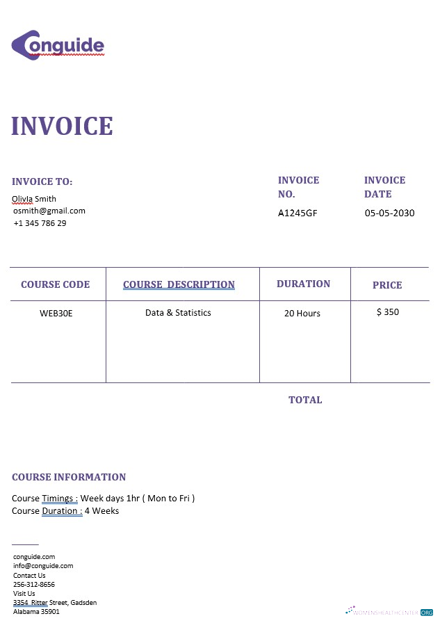 Реалистичный Скачать Онлайн Courses Invoice Шаблон Photoshop Шаблон