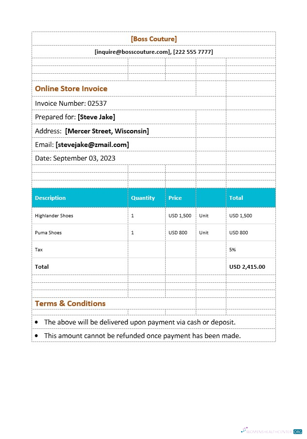 Качественный Скачать Онлайн Store Invoice Шаблон Photoshop Шаблон