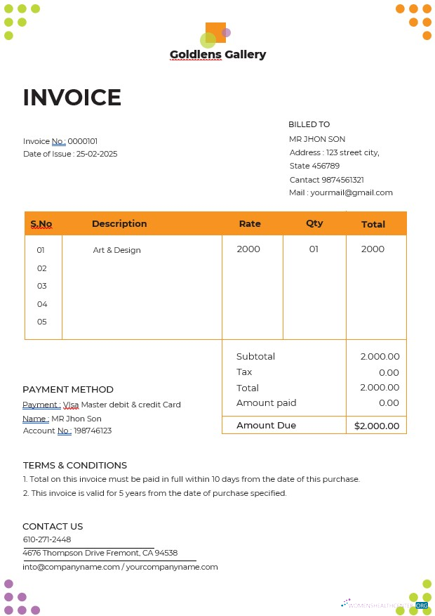 Качественный Скачать Photo Art Gallery Invoice Шаблон Photoshop Шаблон