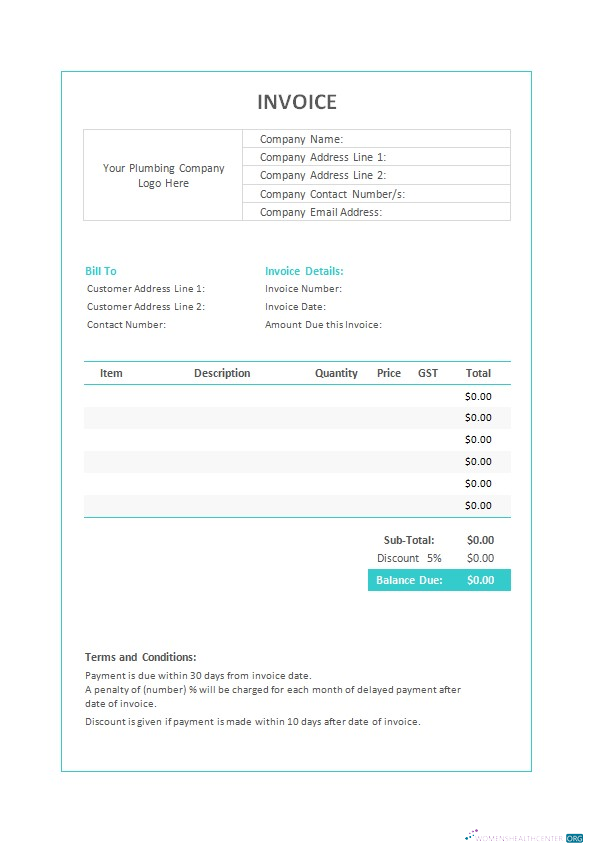 Редактируемый Скачать Plumbing Invoice Шаблон Photoshop Шаблон